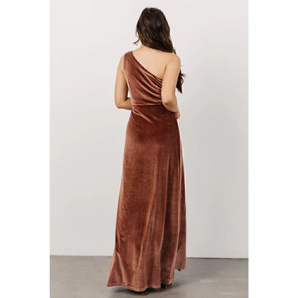 Baltic Born Tatiana Velvet One Shoulder Maxi Dress Women's Rust Size Small - Picture 3 of 7